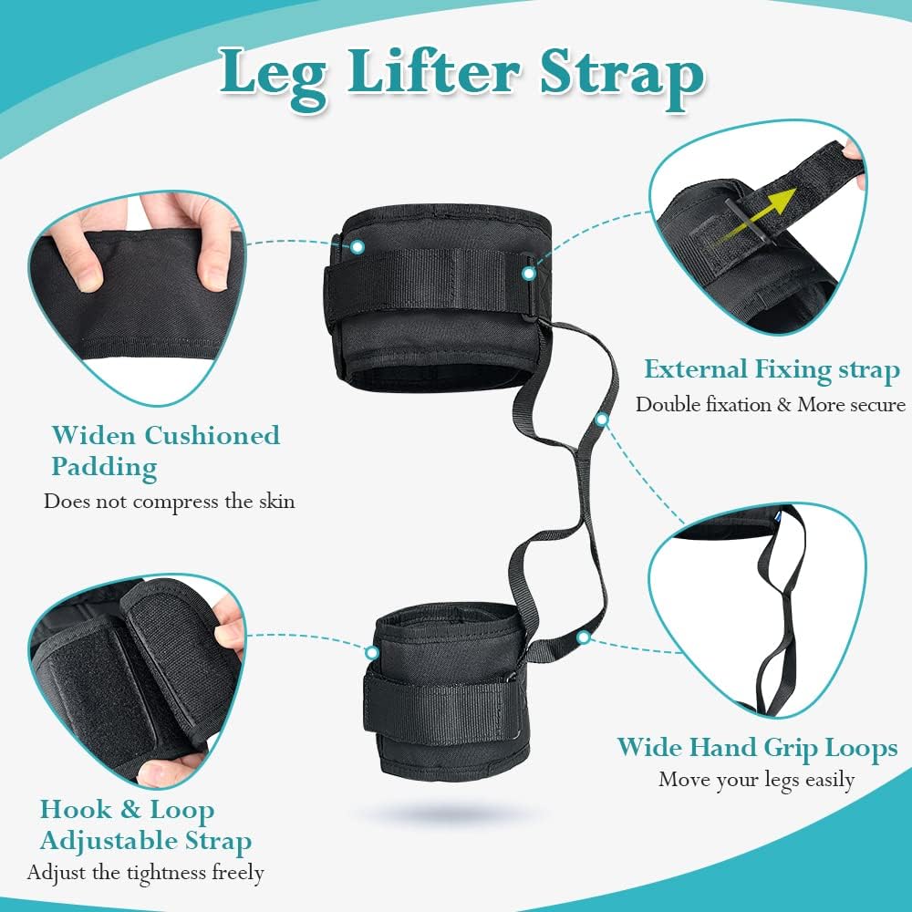 Thigh Lifter Leg Lifter Strap Hip Replacement Recovery Kit Knee Replacement Stroke Rehab Equipment for Bed, Wheelchair- Elderly, Handicap（L Size/One Piece）