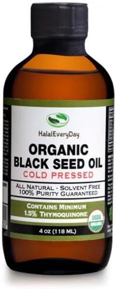 Organic Black Seed Oil - USDA Certified Cold Pressed Glass Bottle Over 1.5% Thymoquinone 3X Strength Turkish Black Cumin Nigella Sativa Non-GMO 100% Pure Blackseed Oil (4oz Glass Bottle)