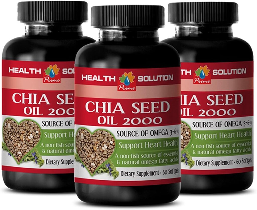 Chia Oil softgels - CHIA Seed Oil 2000 - chia Seed Oil Organic Cold Pressed - chia Seeds Organic, chia Seed Oil Omega, chia Oil for Hair, chia Oil for face, chia Seed Oil softgels - 3 Bot 180 Caps