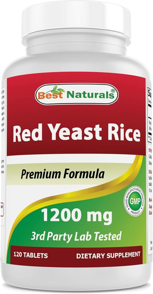 Best Naturals Red Yeast Rice Cholesterol Support 1200 mg (Non-GMO) 120 Tablets