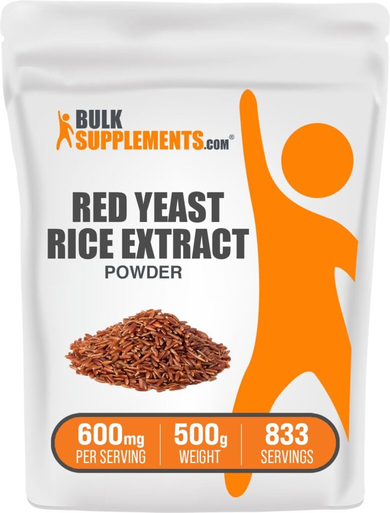 BULKSUPPLEMENTS.COM Red Yeast Rice Extract Powder - Herbal Supplement for Heart Health, Red Rice Yeast - 600mg of Red Yeast Rice Powder per Serving, Soy Free (500 Grams - 1.1 lbs)