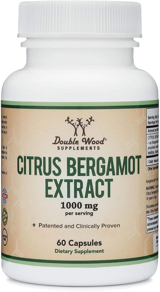 Citrus Bergamot Supplement - Only Patented, Clinically Proven Bergamot Extract - 1,000mg Servings (Bergamonte Standardization, Sourced from Italy and Manufactured in USA) (60 Capsules) by Double Wood