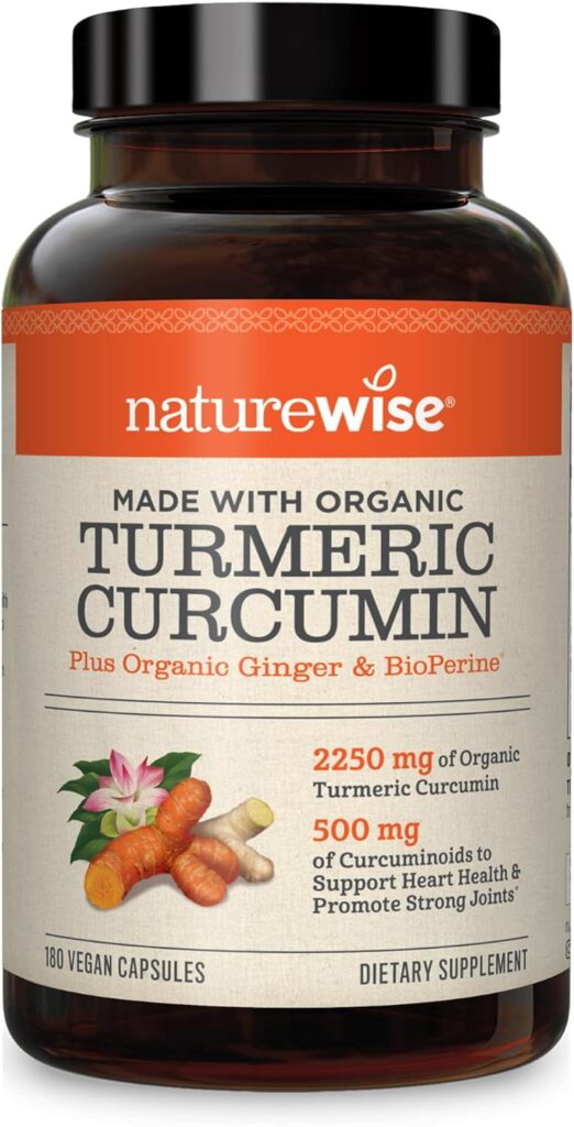 NatureWise Curcumin Turmeric 2250mg 95% Curcuminoids  BioPerine Black Pepper Extract Advanced Absorption for Joint Support [1 Month Supply - 90 Count]