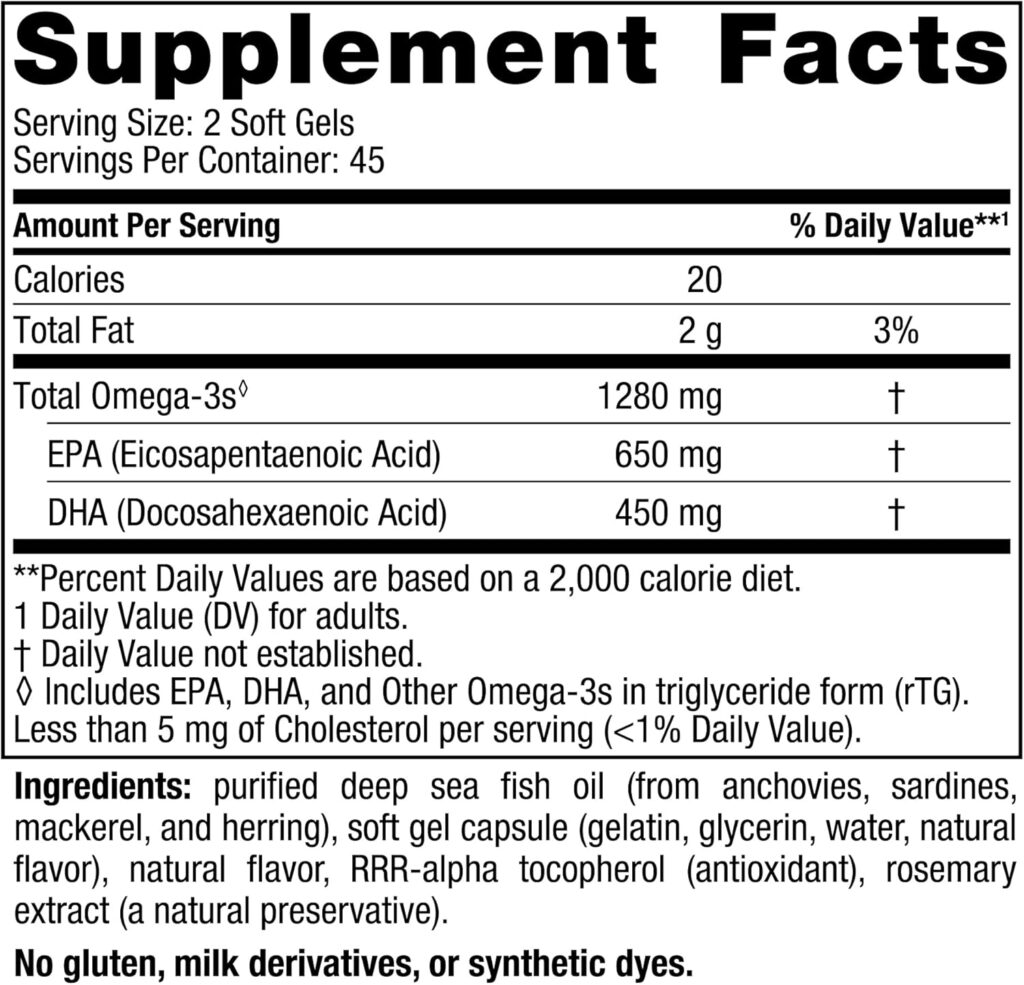 Nordic Naturals Ultimate Omega, Lemon Flavor - 60 Soft Gels - 1280 mg Omega-3 - High-Potency Omega-3 Fish Oil Supplement with EPA  DHA - Promotes Brain  Heart Health - Non-GMO - 30 Servings