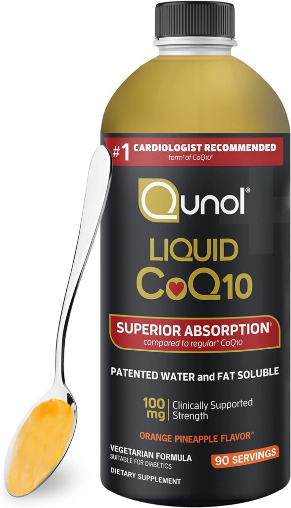 Qunol CoQ10 Liquid Supplement 100mg, Superior Absorption, Natural Form of Coenzyme Q10, Antioxidant for Heart Health, Orange Pineapple Flavored, 90 Servings, 30.4 oz Bottle