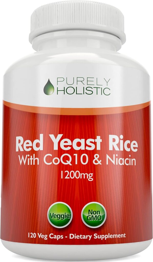 Red Yeast Rice 1200mg with CoQ10  Flush Free Niacin 120 Vegetarian Capsules - Non Irradiated, Citrinin Free