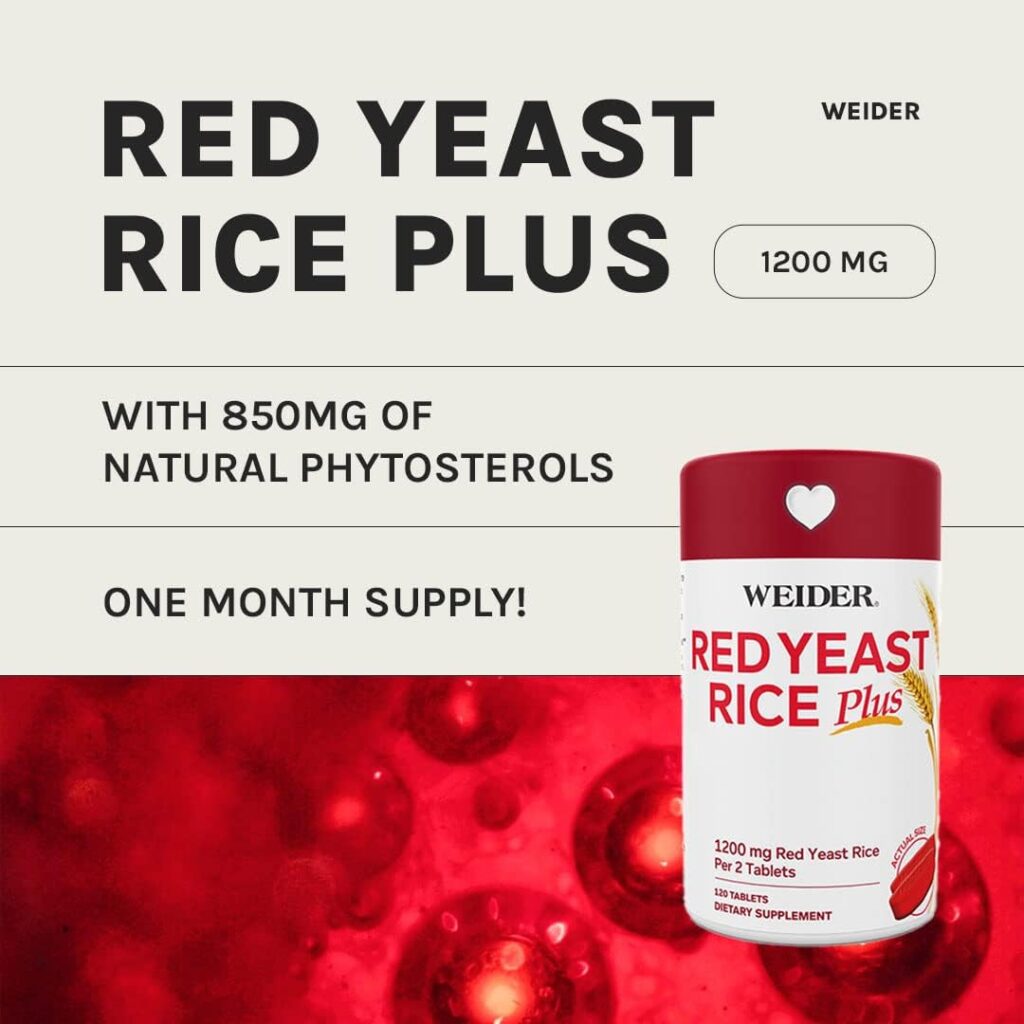 Weider Red Yeast Rice Plus 1200mg ♡ - With 850mg of Natural Phytosterols- Gluten FREE - One Month Supply