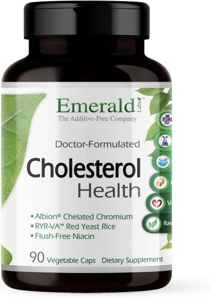 EMERALD LABS Cholesterol Health - Featuring CoQ10, Flush-Free Niacin, RYR-VA, and Garlic for Heart and Circulatory Support - 90 Vegetable Capsules