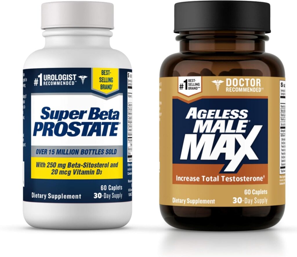 New Vitality Ageless Male Max Total Testosterone Booster  Super Beta Prostate Supplement for Men - Boost Testosterone  Prostate Support Supplement for Mens Health