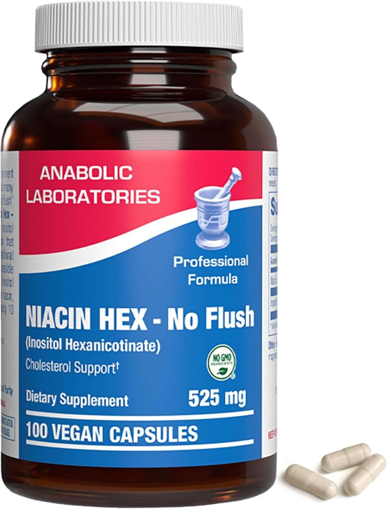 Anabolic Laboratories Vitamin B3 Niacinamide Supplement - 100 Vegan Capsules - Over 500mg Non Flushing Niacin for Cholesterol Support - Niacin Hex, Inositol Hexanicotinate