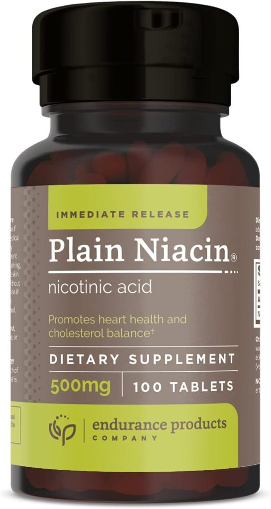 B3 Plain Niacin - 500mg Immediate Release Vitamin B-3 with Flush - Nicotinic Acid 100 Tablets - Non-GMO, Vegan, Gluten Free