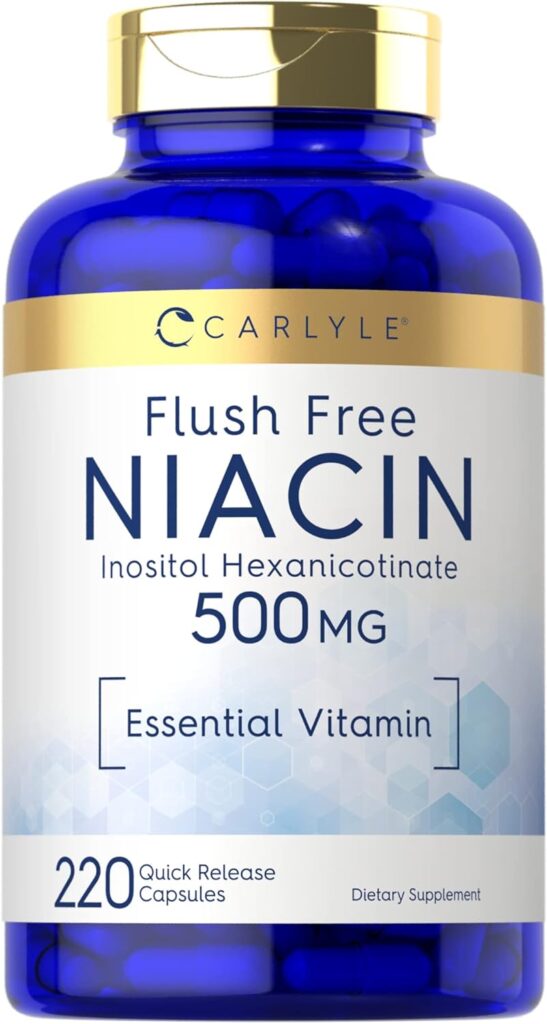 Carlyle Niacin Flush Free 500mg | 220 Capsules | Non-GMO and Gluten Free Essential Vitamin