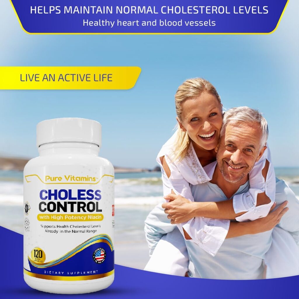 Cholesterol Complex with High Potency Niacin - Supplement to Support Cholesterol Levels, Metabolic Function and Cardiovascular Health - 120 Capsules