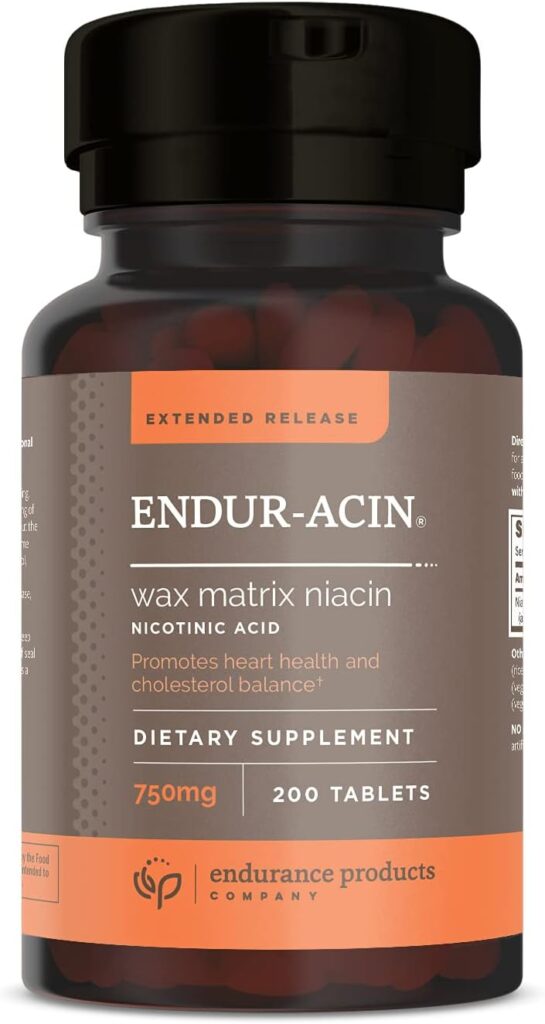 ENDUR-ACIN 750mg Niacin - Extended Release for Optimal Absorption  Low-Flush Vitamin B3, 200 Tablets - Non-GMO, Vegan, Gluten Free - Endurance Products Company