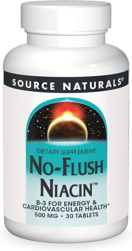 Source Naturals No-Flush Niacin, B-3 for Energy  Cardiovascular Health* 500 mg - 30 Tablets