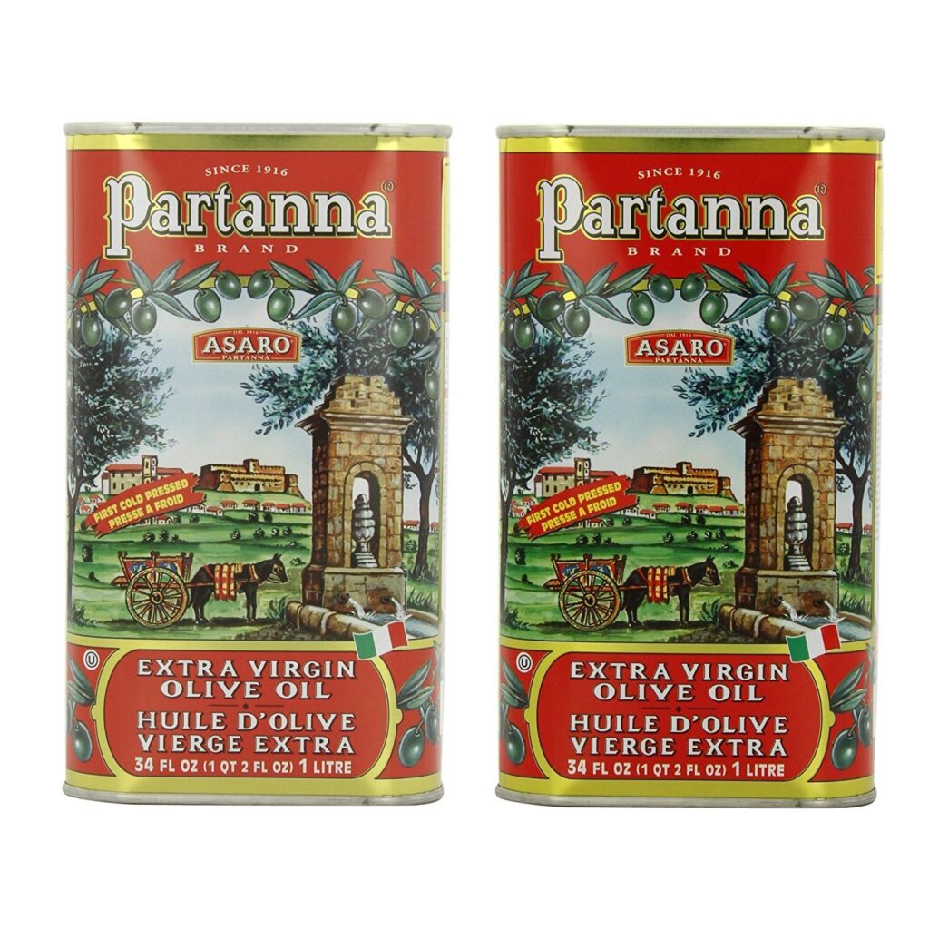 Partanna Extra Virgin Olive Oil 1 Liter (34-ounce) Can (Pack of 2)