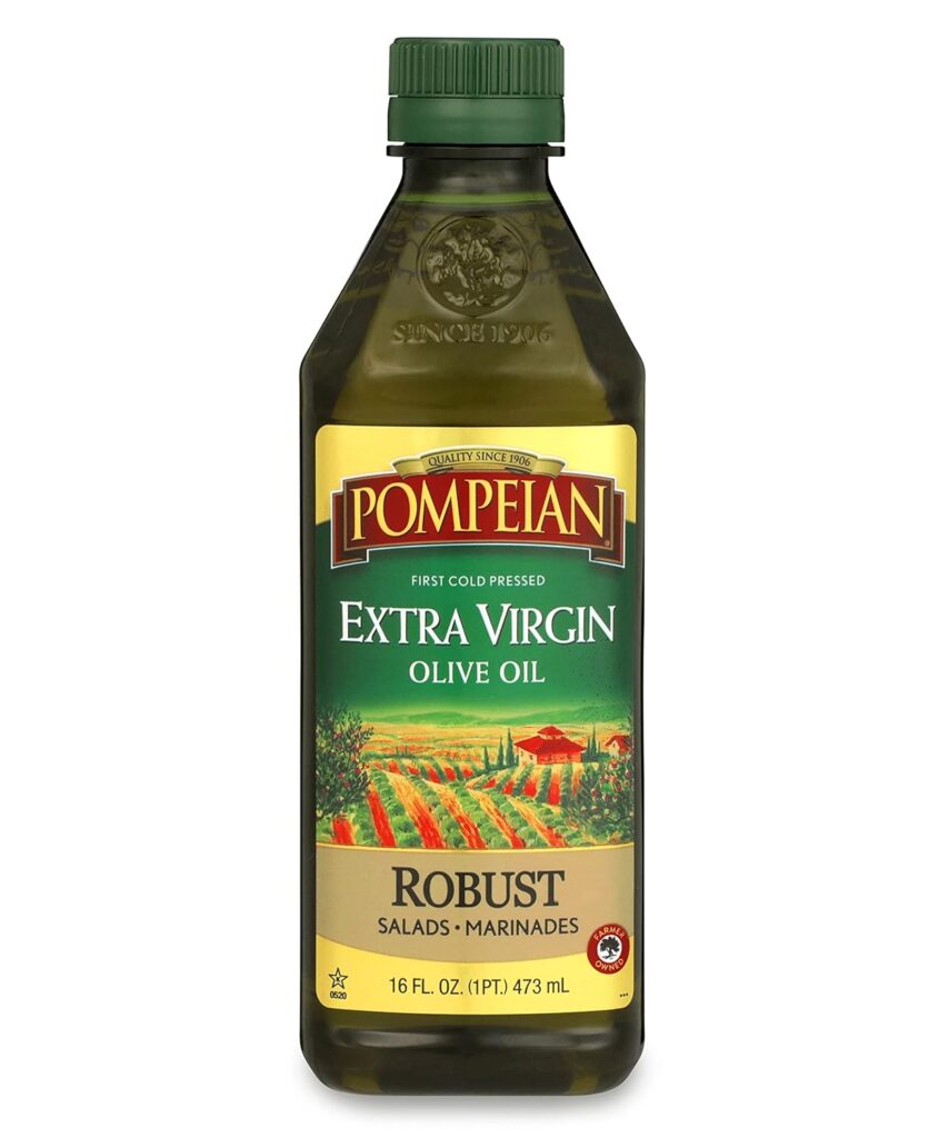 Pompeian Robust Extra Virgin Olive Oil, First Cold Pressed, Full-Bodied Flavor, Perfect for Salad Dressings  Marinades, 16 FL. OZ.