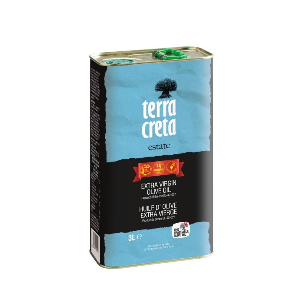 Terra Creta, 100% Koroneiki Variety, Estate Greek Extra Virgin Olive Oil, 3 Ltr (101 Fl.oz) Tin