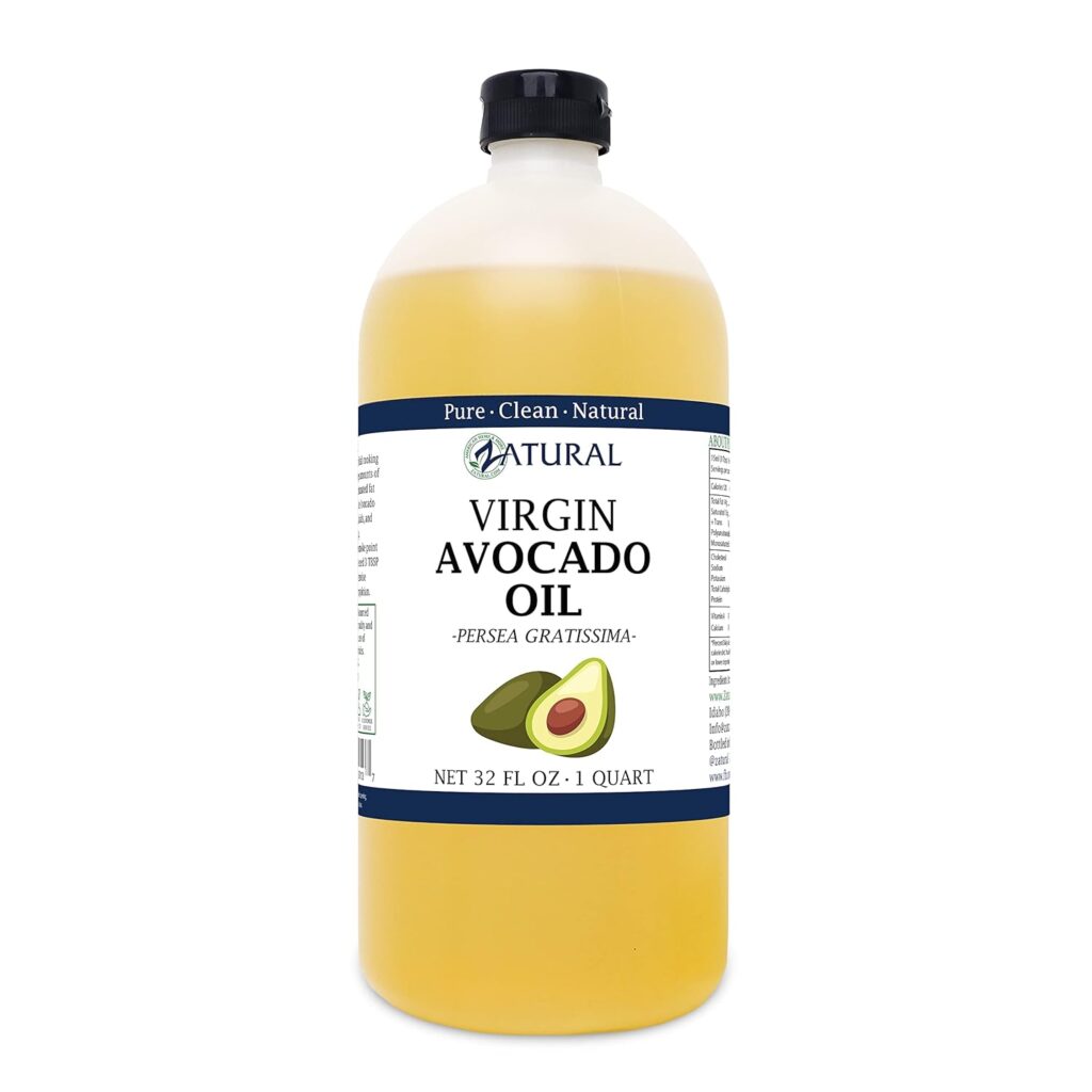 Zatural Virgin 100% Pure Natural Avocado Oil without Additives, Clean, Cold Pressed, Non-GMO, Vegan: For Cooking, Frying, Baking and for Sauces, Dressings, Marinades, Salads (32 Ounce)